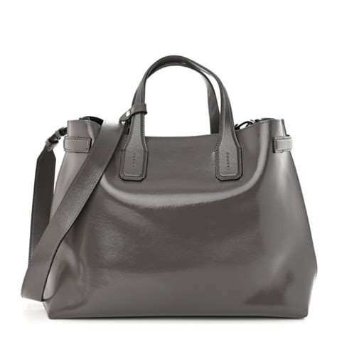 BURBERRY Soft Calfskin Medium Banner Tote Sepia Grey